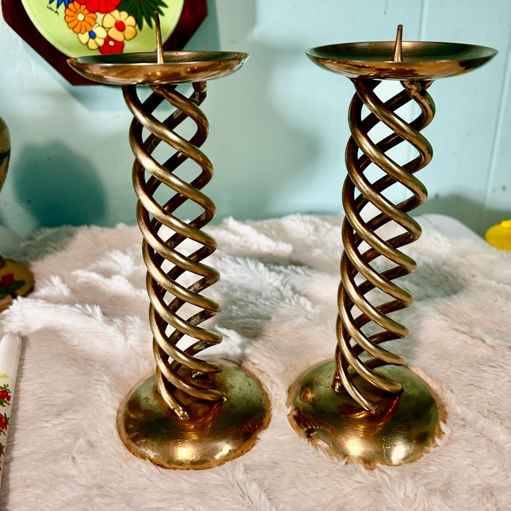 Vintage solid brass candle holders for pillars or ball candles